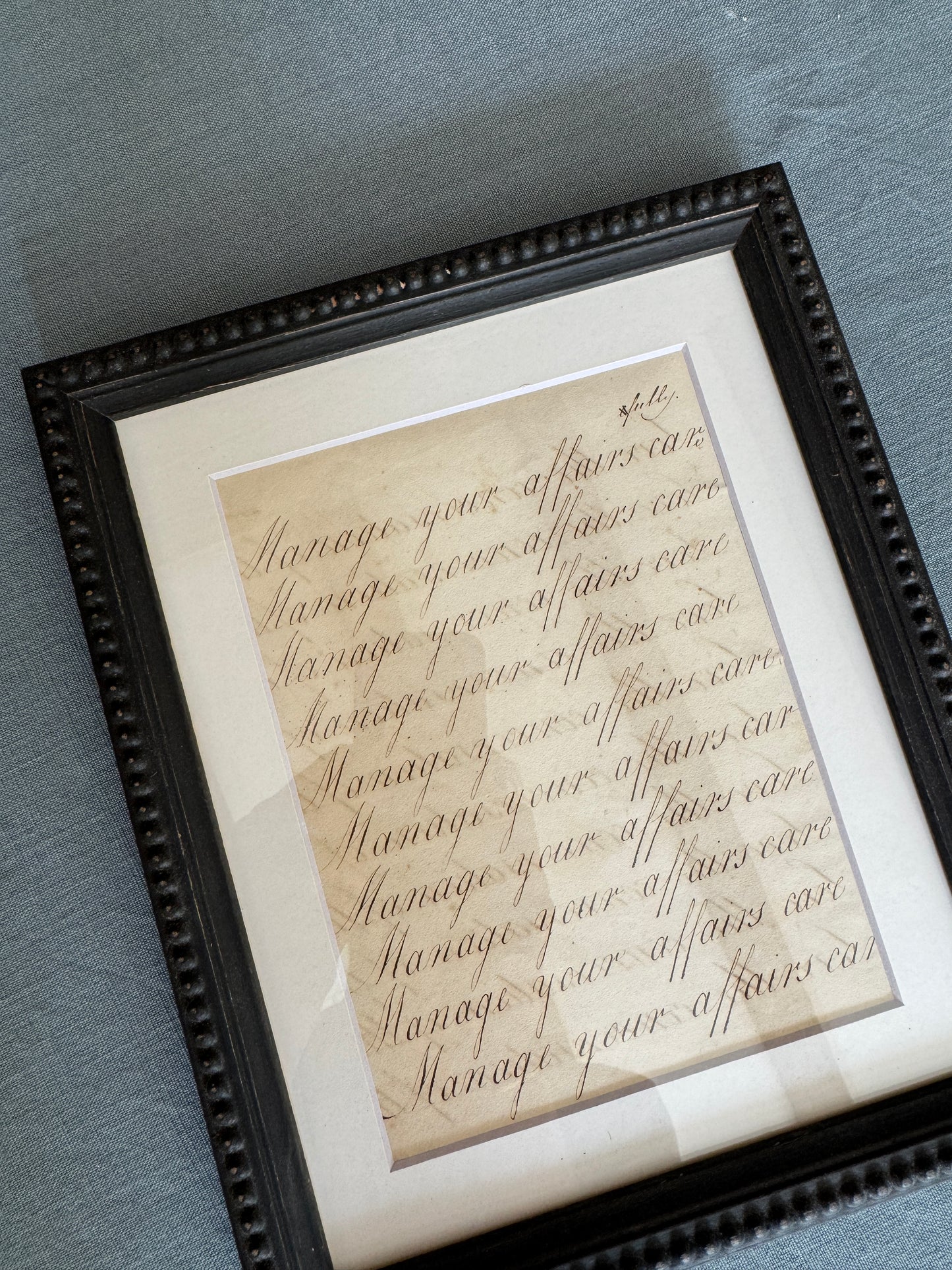 "Love the Conversation of the Wise " Framed c19th Calligraphy