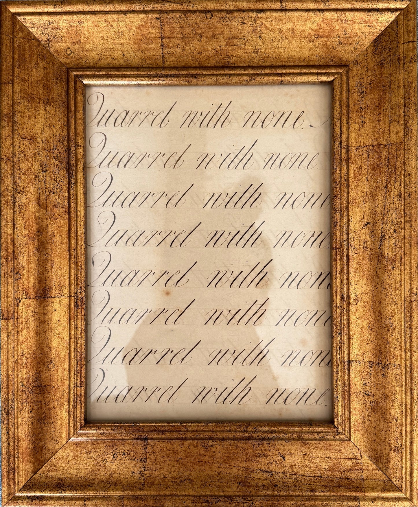 "Quarrel with None" Framed c19th Calligraphy