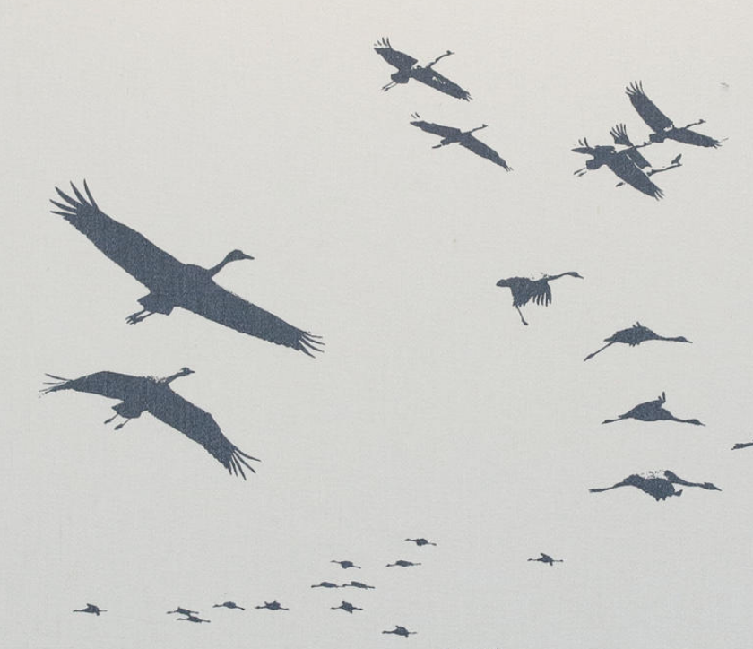 Flying Cranes Textile Print