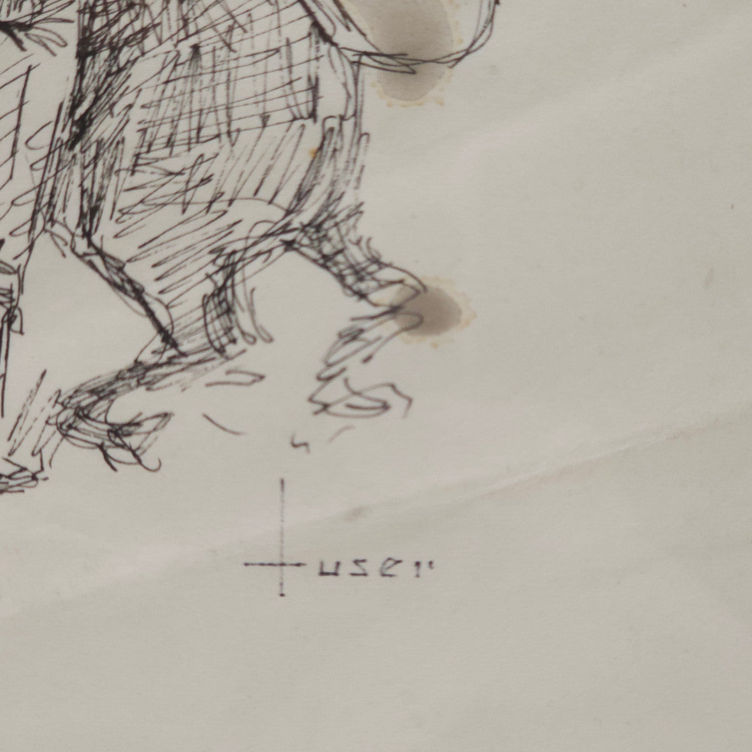 Bullfighting Ink Drawing