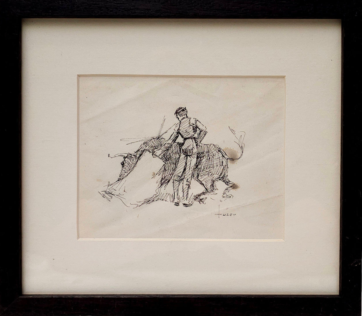 Bullfighting Ink Drawing