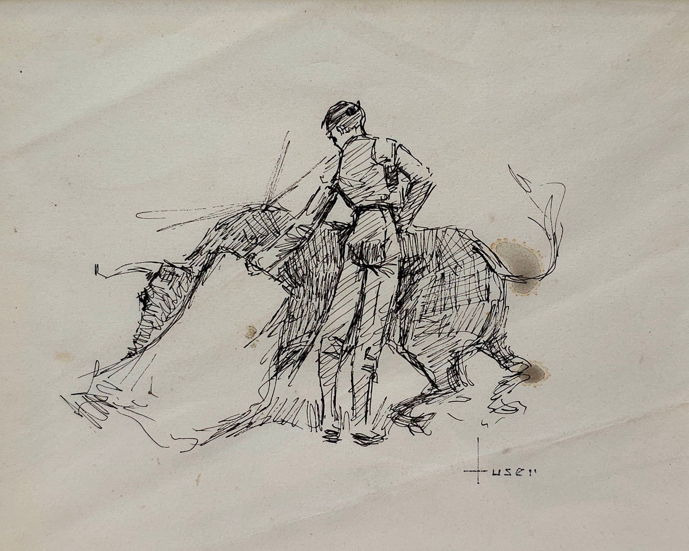 Bullfighting Ink Drawing
