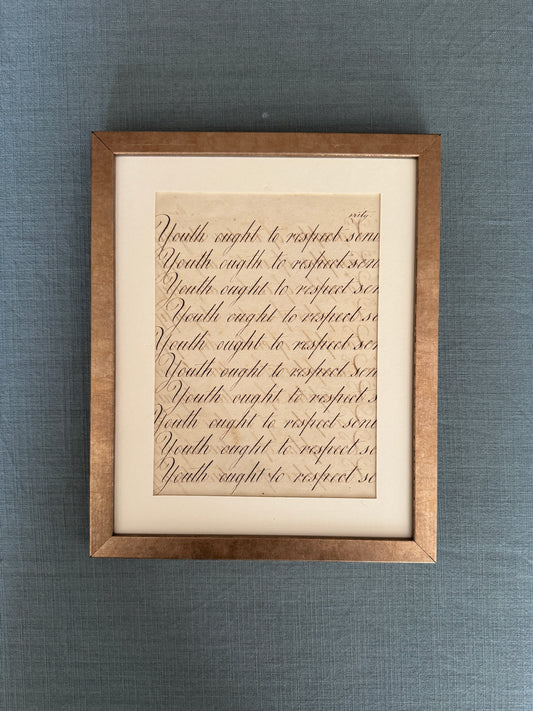 "Youth Ought To Respect Seniority" Framed c19th Calligraphy