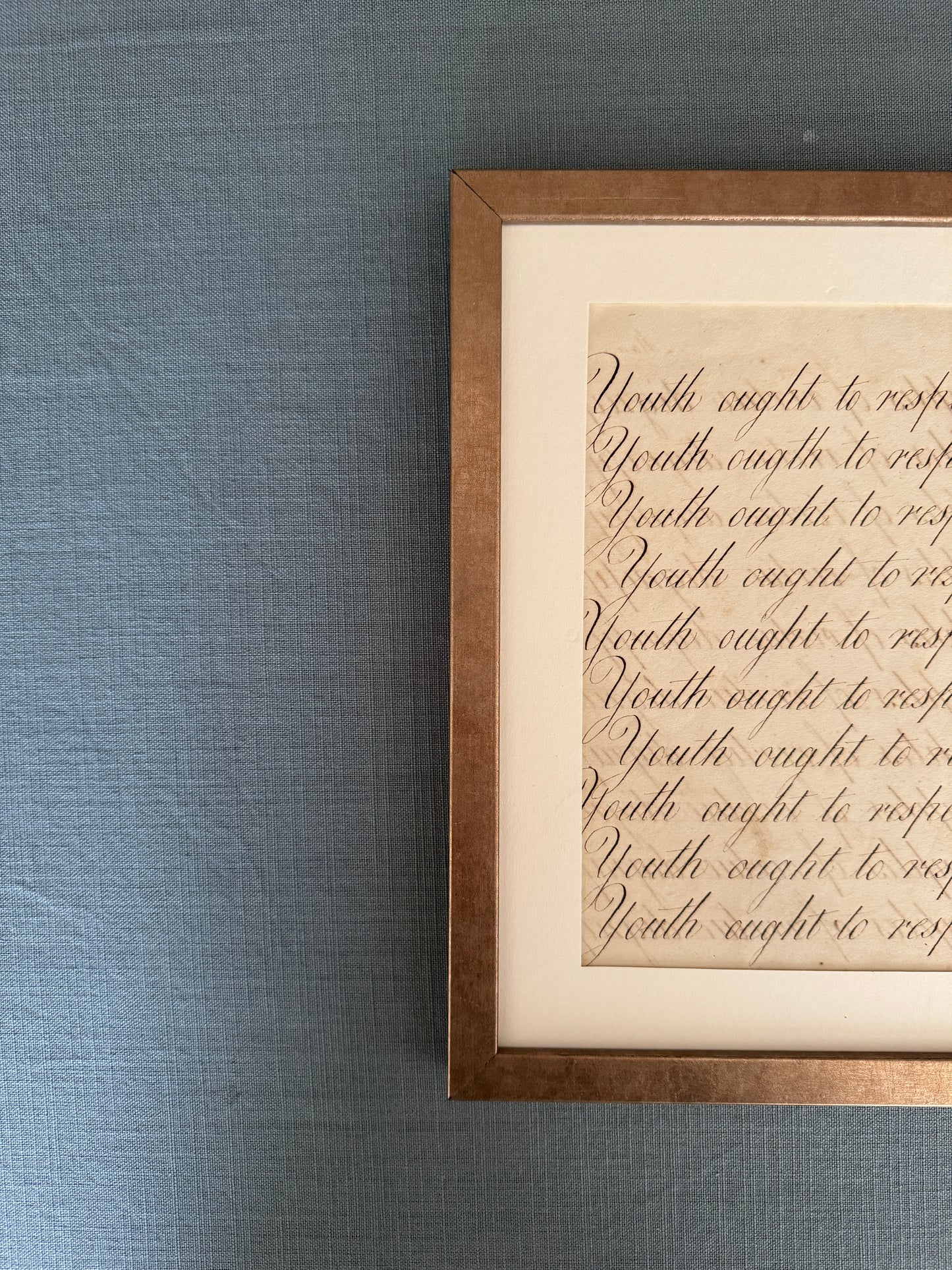 "Youth Ought To Respect Seniority" Framed c19th Calligraphy
