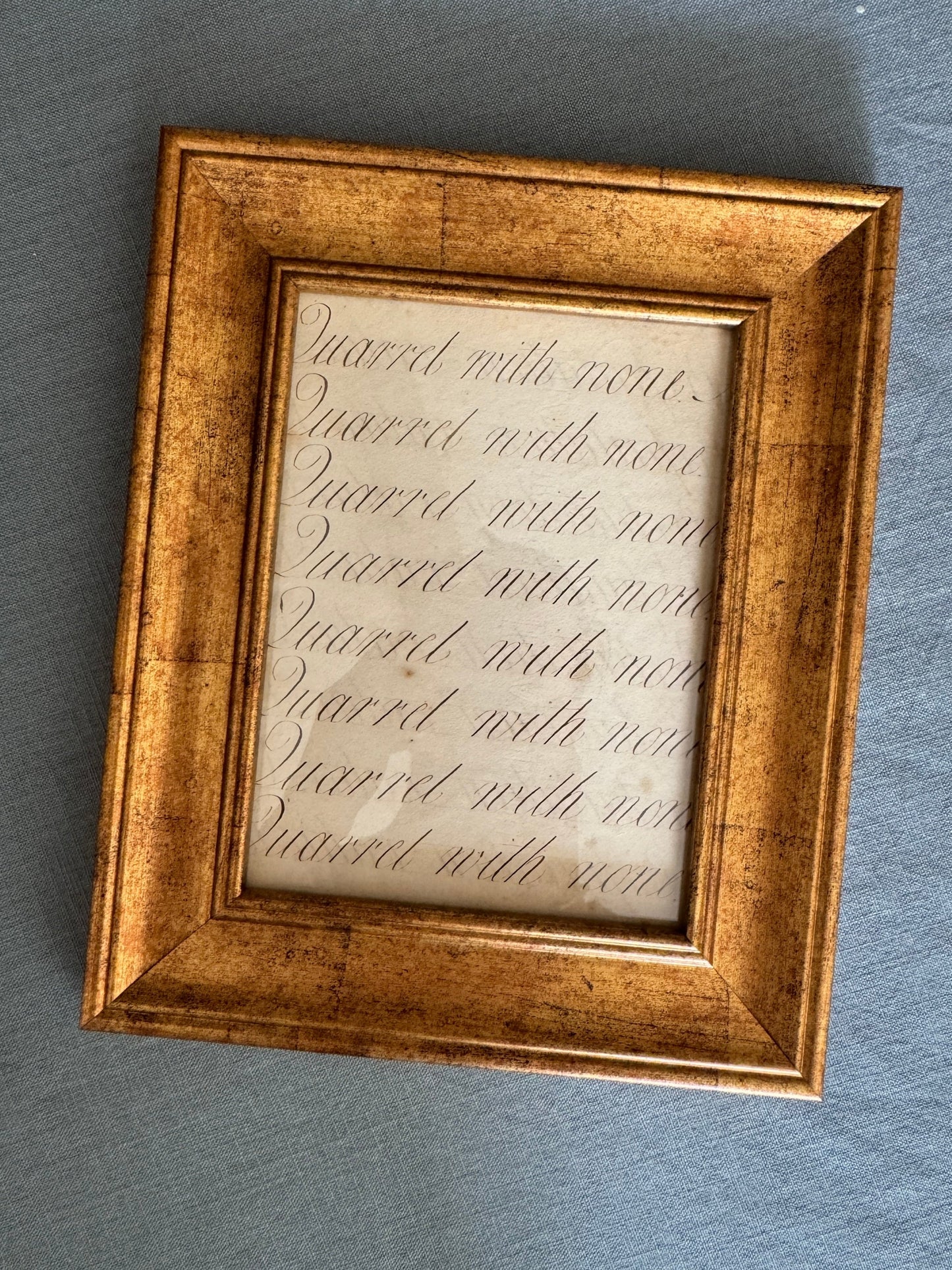 "Quarrel with None" Framed c19th Calligraphy