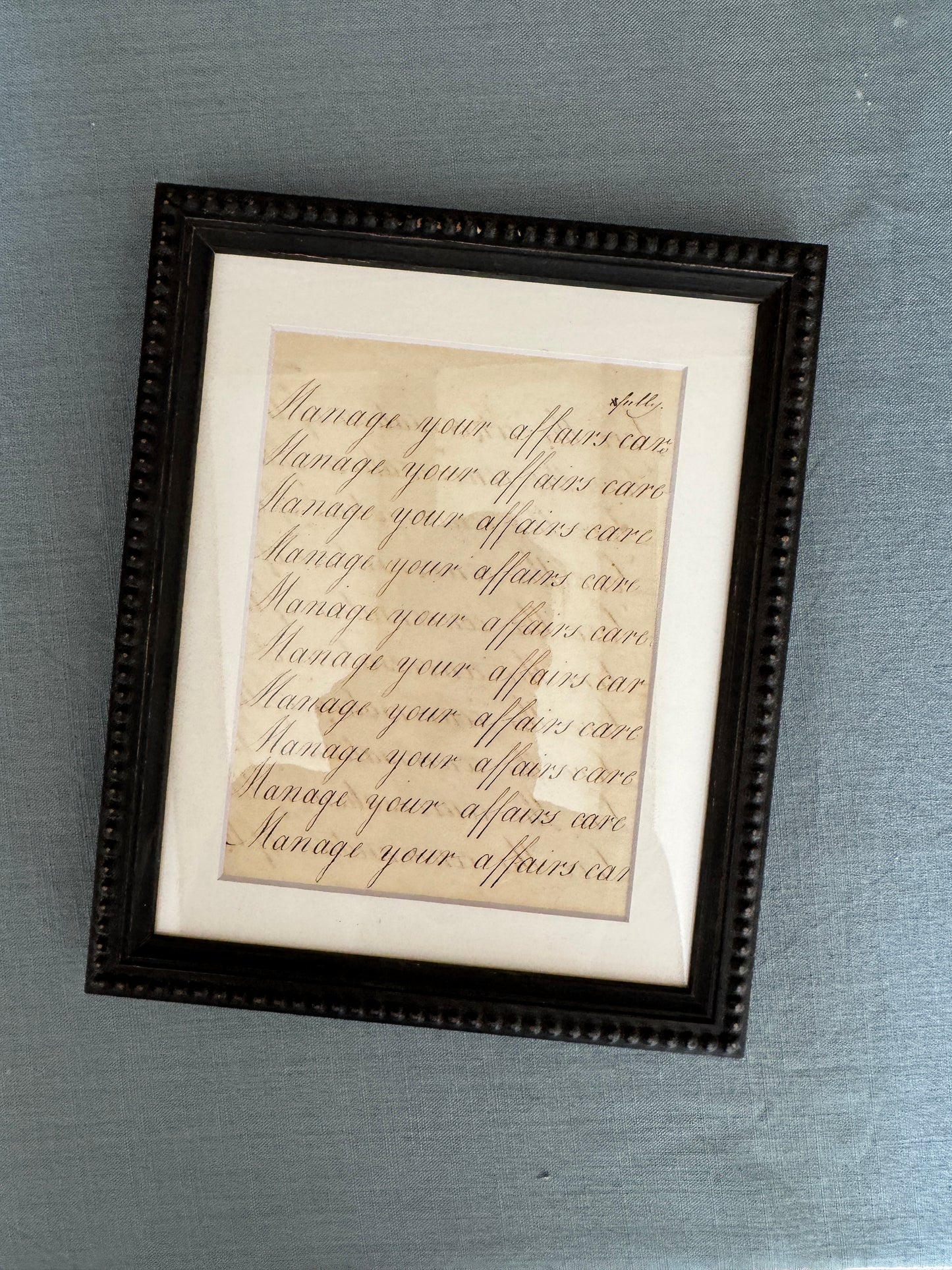"Love the Conversation of the Wise " Framed c19th Calligraphy