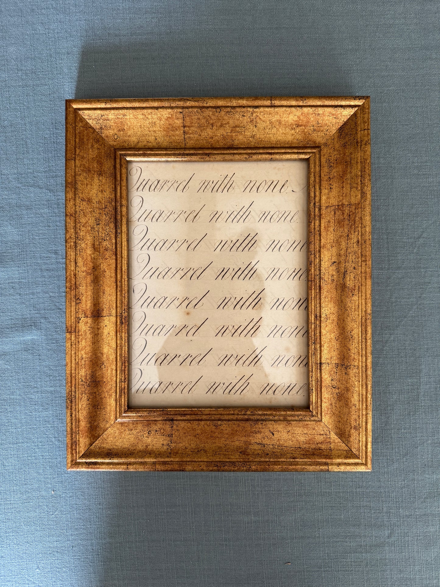 "Quarrel with None" Framed c19th Calligraphy