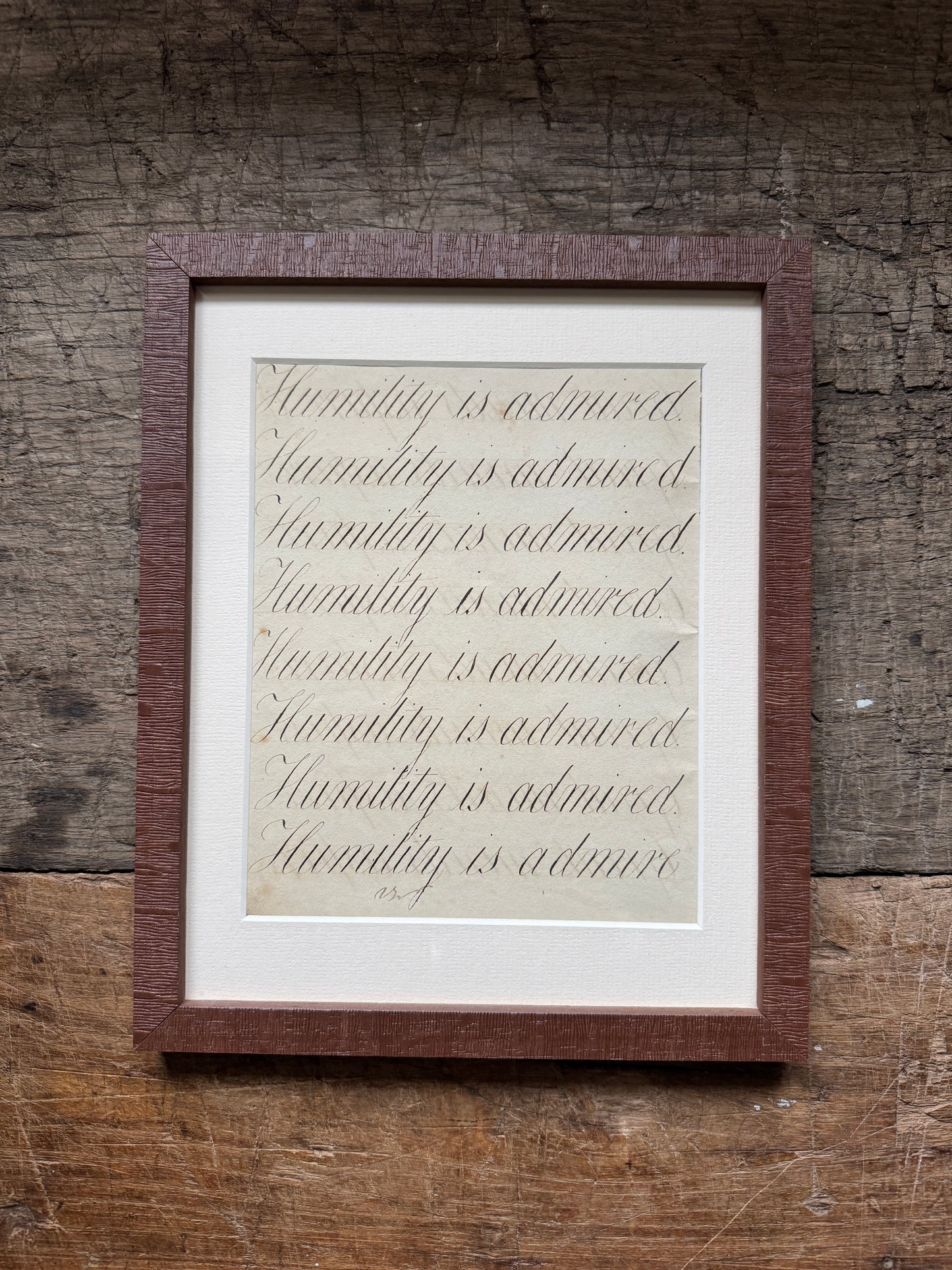 "Great Minds Aspire" Framed c19th Calligraphy