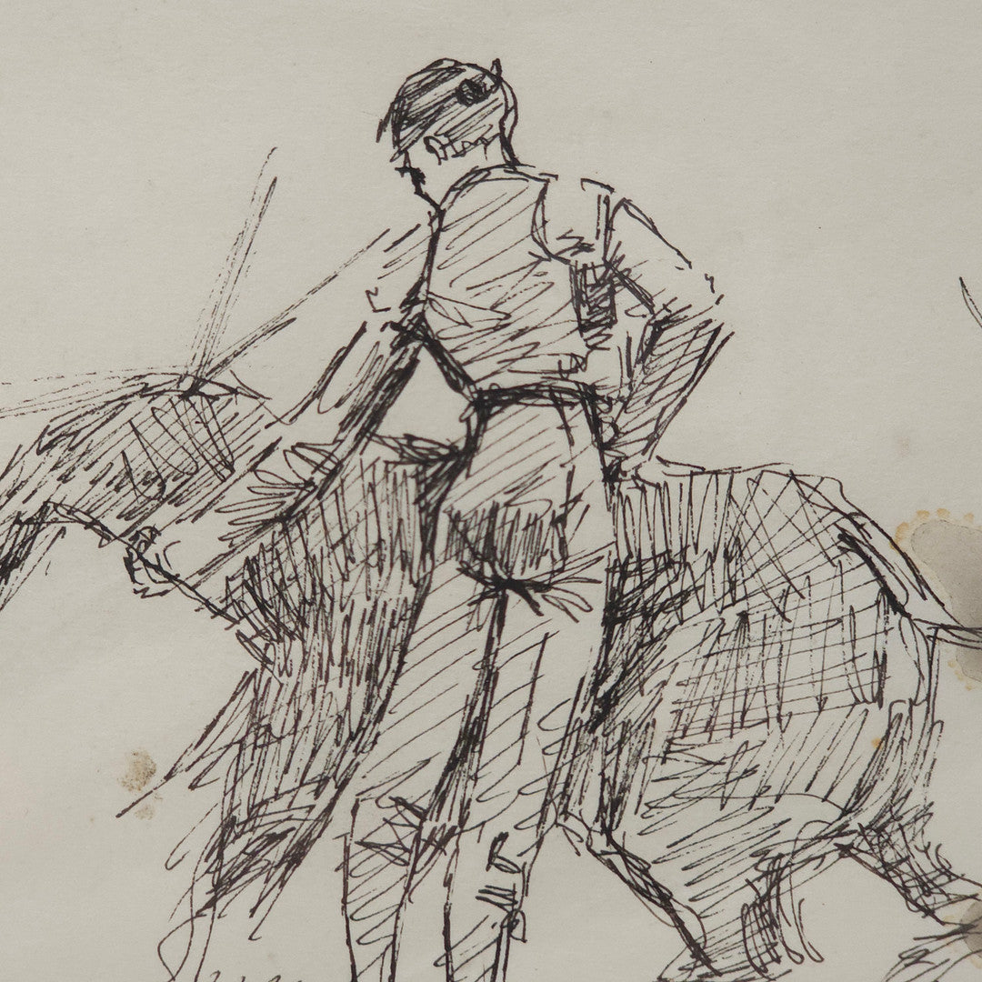 Bullfighting Ink Drawing